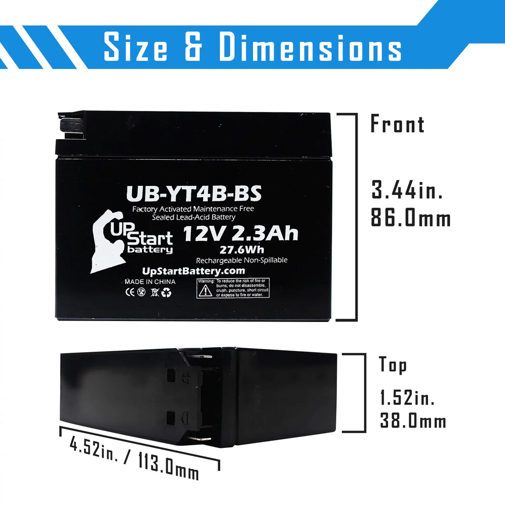 4- UpStart for 2010 SR400 (FI) 400CC , , - 12V, 2.3Ah, UB-YT4B-BS