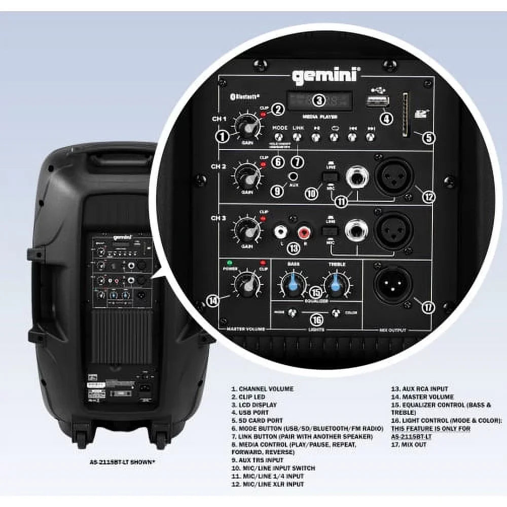AS-2115BT 15" 2000 PA DJ