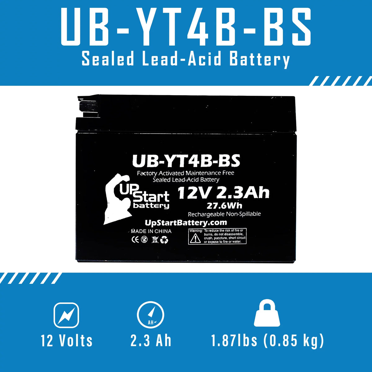 4- UpStart for 2010 SR400 (FI) 400CC , , - 12V, 2.3Ah, UB-YT4B-BS