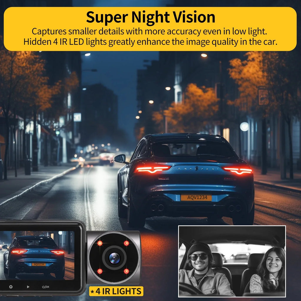 AQV ZD60 DashCam 2K +1080P+1080P and 3 with , , , -, , WDR,up to128GB