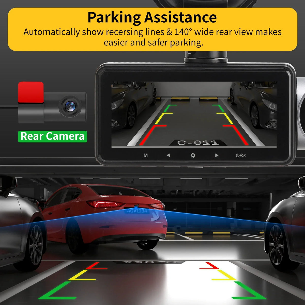 AQV ZD60 DashCam 2K +1080P+1080P and 3 with , , , -, , WDR,up to128GB
