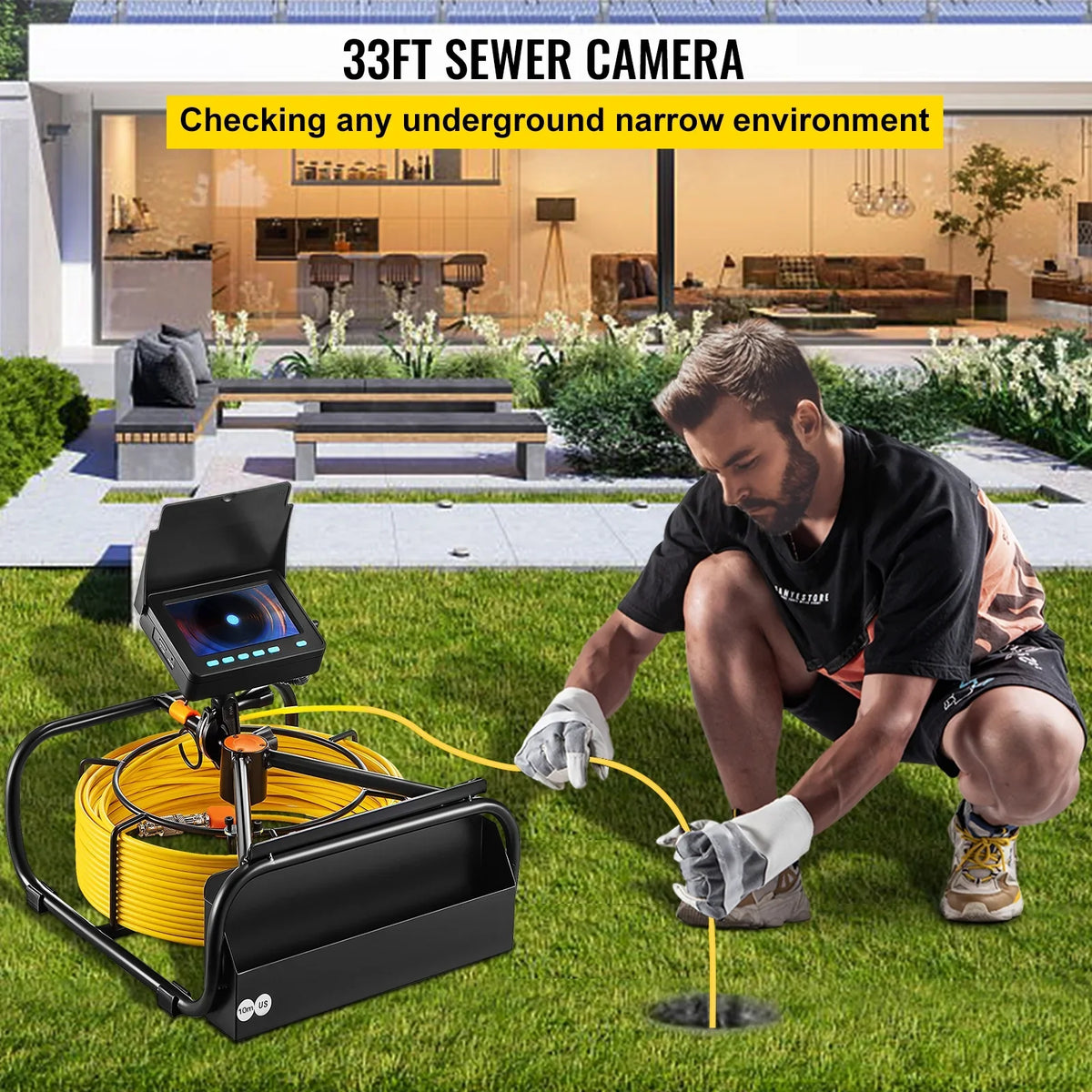 SKYSHALO 32.8FT 4.3 in. TFT LCD IP68 with 6PCS LEDs 8500MAH , DVR 10M