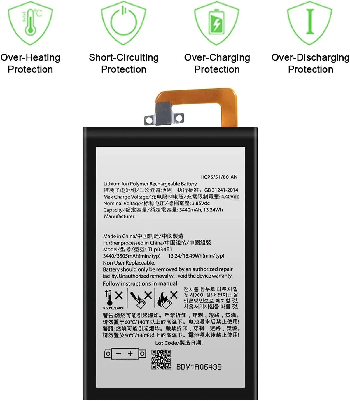 y BAT-63108-003 for BlackBerry BBB100-1 BBB100-2 BB100-7 BB100-5, BBB100-3