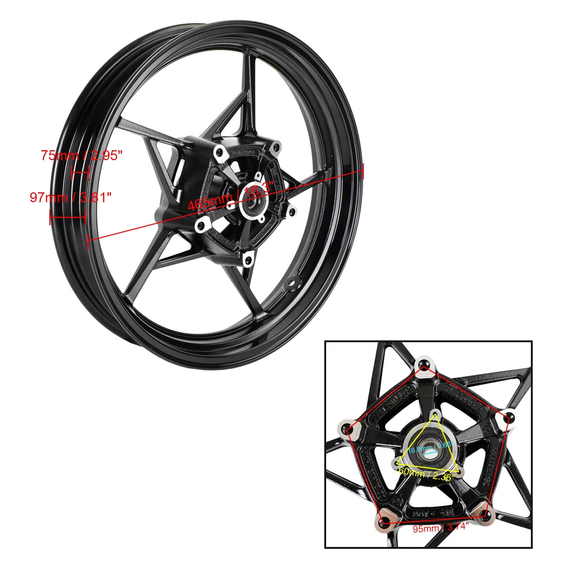 FRONT WHEEL RIM BLACK FOR KAWASAKI NINJA 400 EX400 ABS 2018 2019 2020 2021 2023