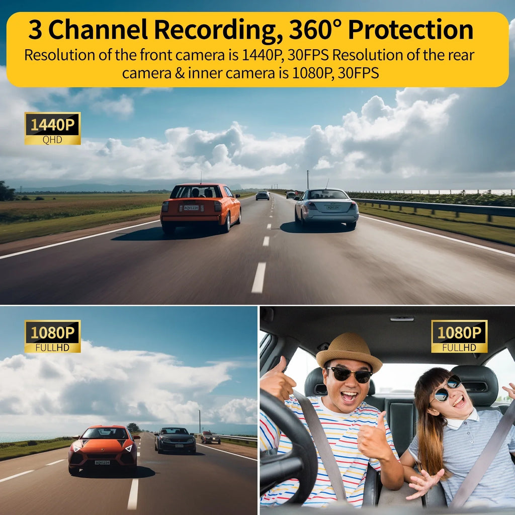 AQV ZD60 DashCam 2K +1080P+1080P and 3 with , , , -, , WDR,up to128GB