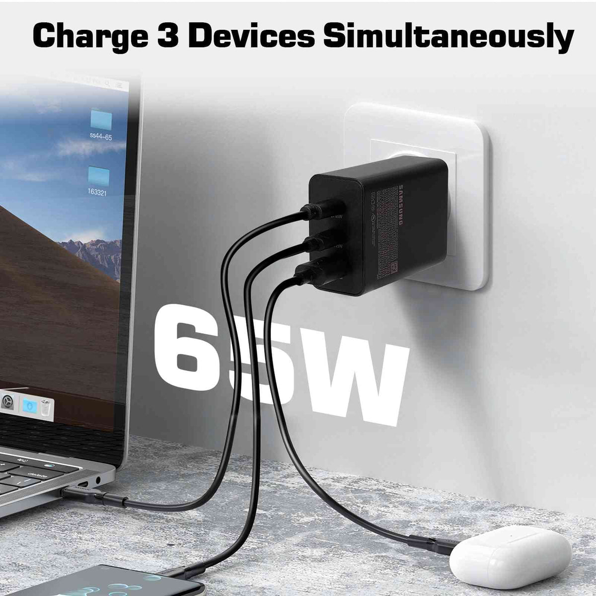65W with 3 - USB & USB- - for ZTE 30 5G/ V30/nubia 6R/ 30 5G/ 30 5G iPhone, , ,