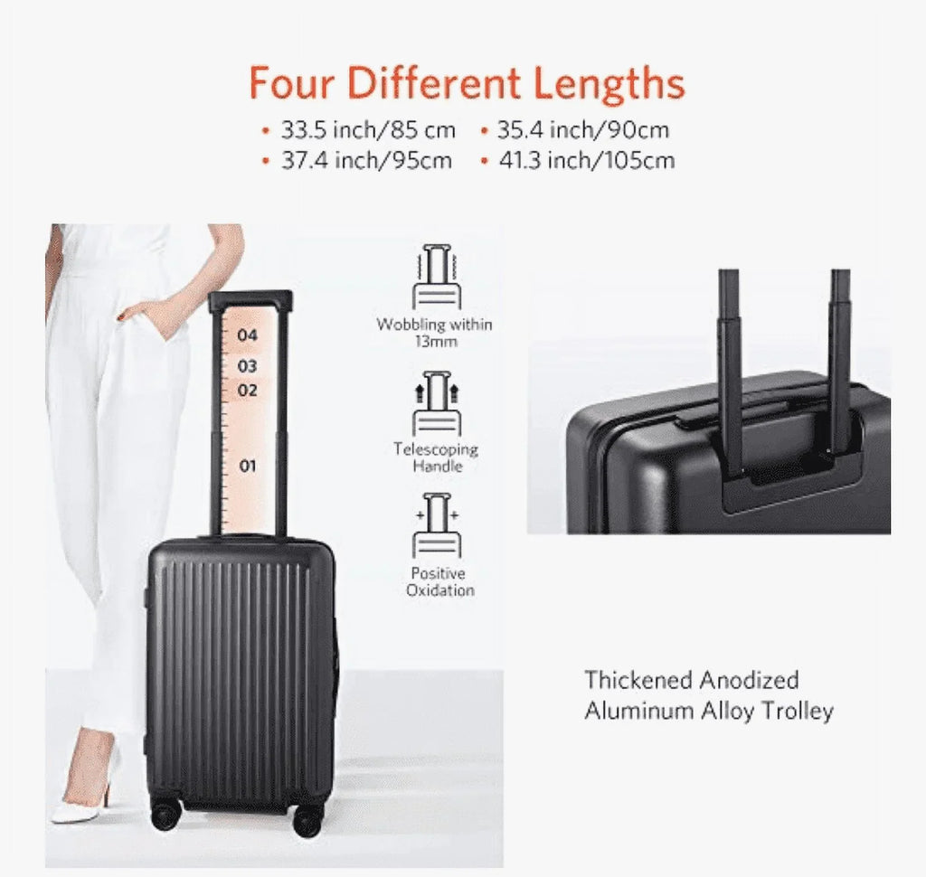 NINETYGO 20" CARRY ON LUGGAGE WITH SPINNER WHEELS 22X14X9 LUGGAGE - BLACK