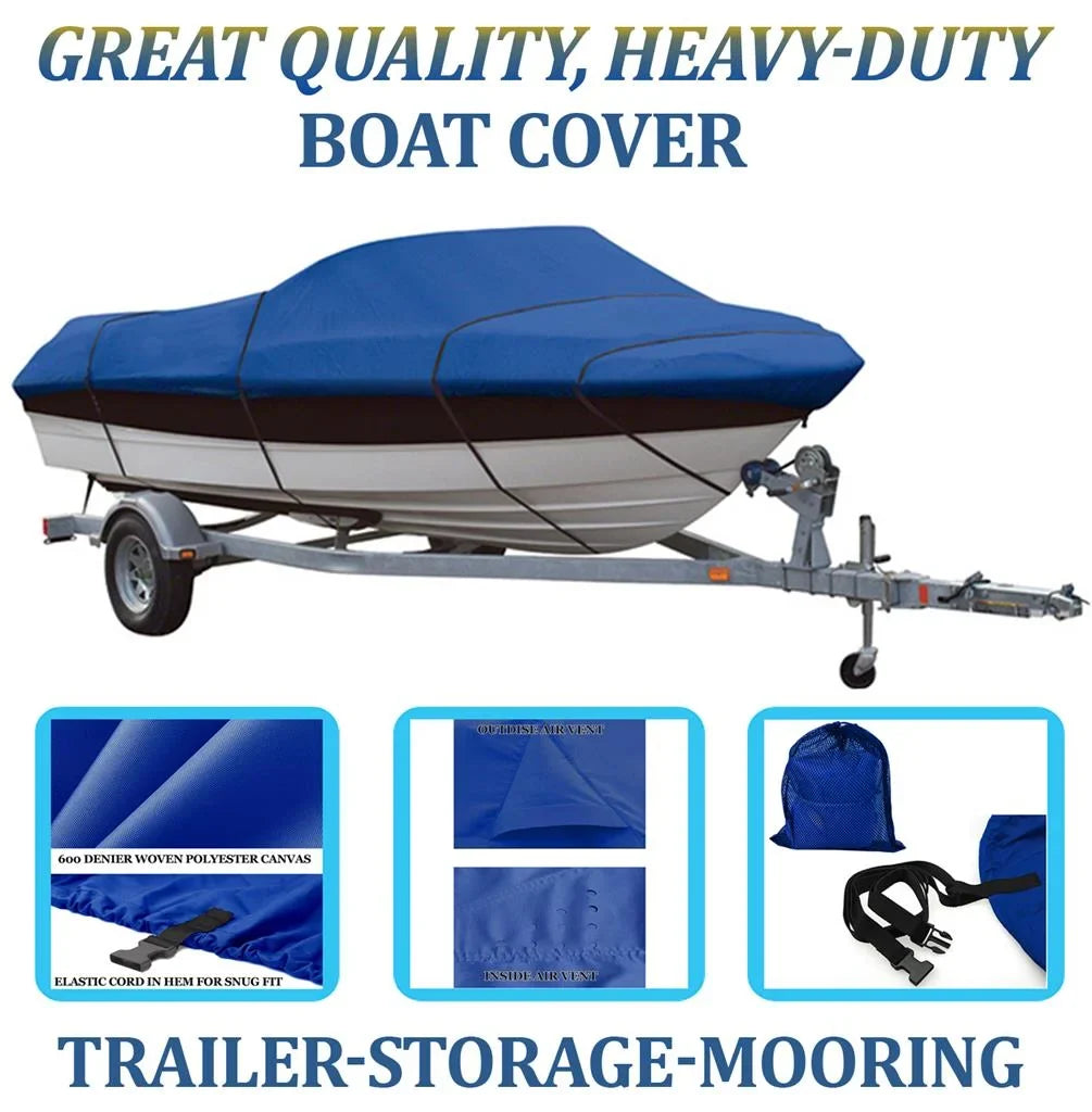 BLUE, GREAT QUALITY BOAT COVER for LUND PREDATOR 16V 1991-1997