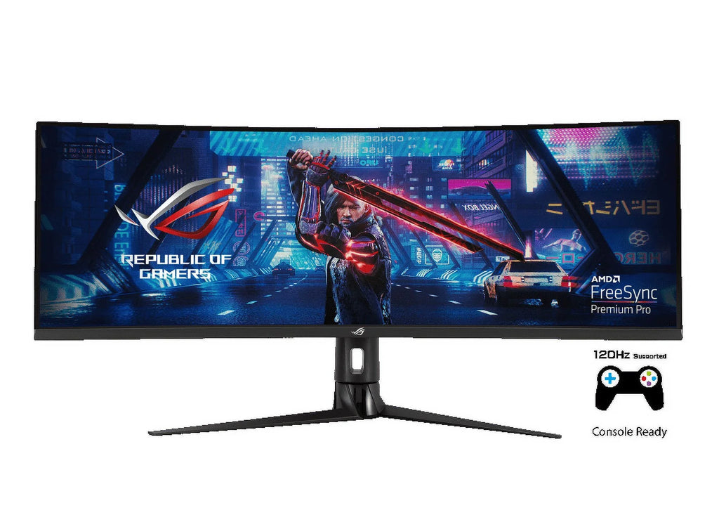 ROG XG49VQ - HDR — 49-inch 32:9 (3840 x 1080), 144Hz, FreeSync™ 2 HDR, DisplayHDR™ 400, DCI-P3: 90%,